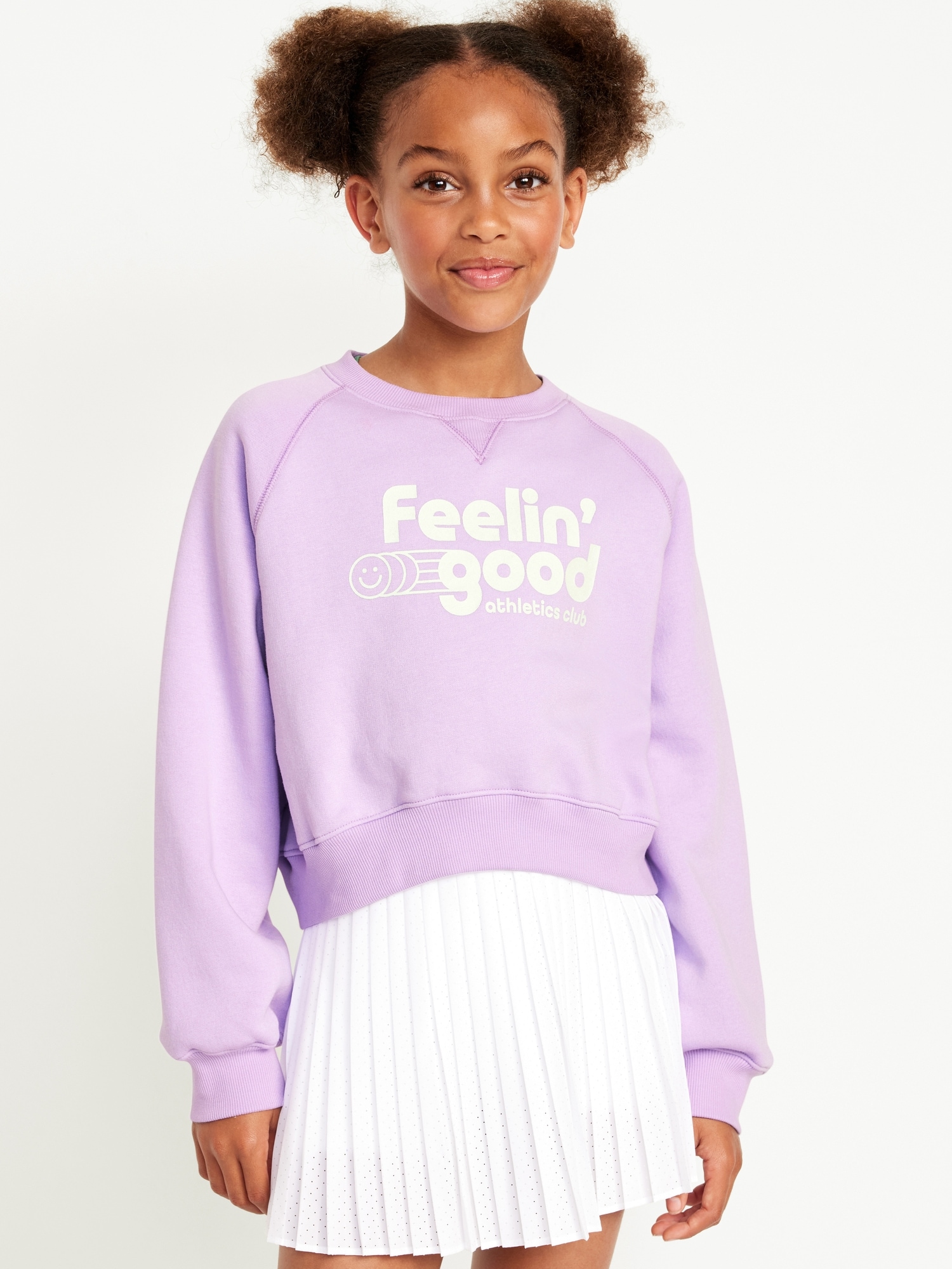 Raglan-Sleeve Crew-Neck Sweatshirt for Girls