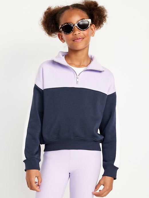 View large product image 1 of 4. Long-Sleeve Quarter Zip Sweatshirt for Girls