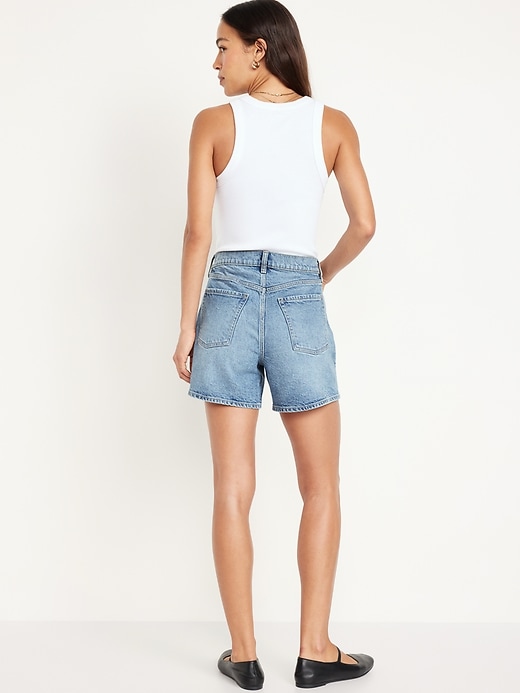 Image number 2 showing, High-Waisted Baggy Dad Jean Shorts -- 5-inch inseam