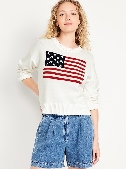 Image number 1 showing, Crew-Neck Flag Sweater