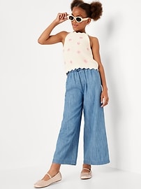 View large product image 3 of 4. Loose Drawstring Chambray Pants for Girls