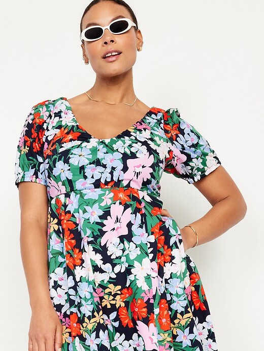 old navy puff sleeve midi swing dress Puff-Sleeve Midi Swing Dress