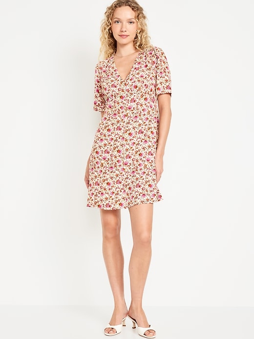 Image number 1 showing, Button-Down Crepe Mini Dress