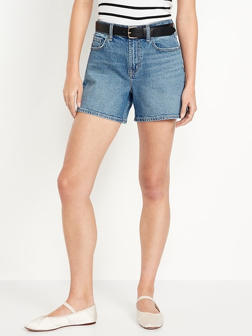 Image number 2 showing, High-Waisted Baggy Dad Jean Shorts -- 5-inch inseam