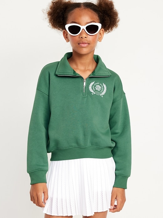 View large product image 1 of 5. Long-Sleeve Quarter Zip Sweatshirt for Girls