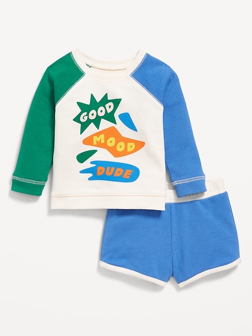 View large product image 1 of 3. Crew-Neck Graphic Sweatshirt and Shorts Set for Baby