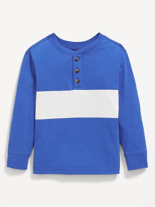 View large product image 1 of 2. Oversized Long-Sleeve Henley T-Shirt for Toddler Boys