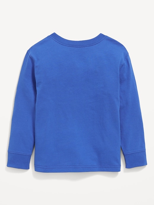 View large product image 2 of 2. Oversized Long-Sleeve Henley T-Shirt for Toddler Boys