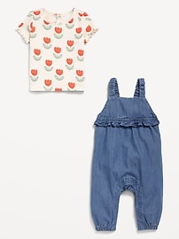 View large product image 3 of 3. Little Navy Organic-Cotton T-Shirt and Jumpsuit Set for Baby