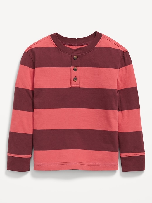 View large product image 1 of 1. Oversized Long-Sleeve Henley T-Shirt for Toddler Boys