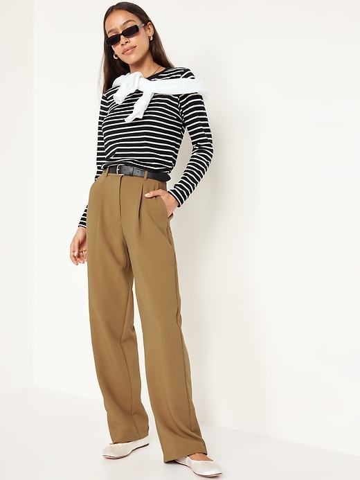 Image number 3 showing, Extra High-Waisted Taylor Wide-Leg Trouser Suit Pants