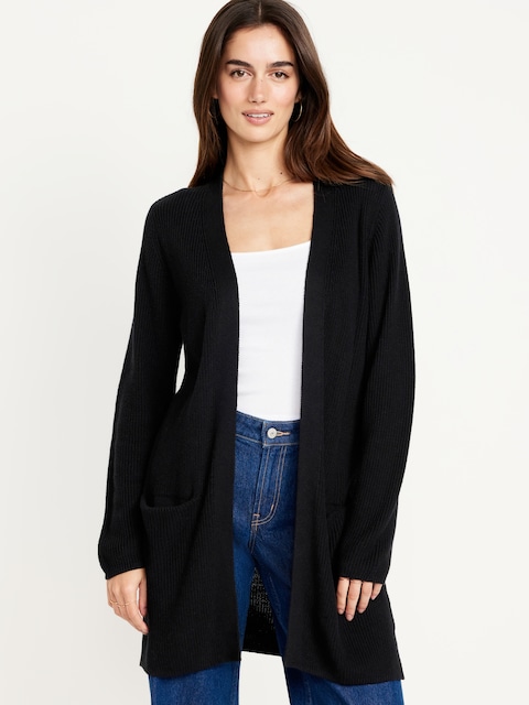 Open-Front Longline Cardigan Sweater
