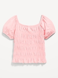 View large product image 3 of 4. Puff-Sleeve Smocked Top for Girls