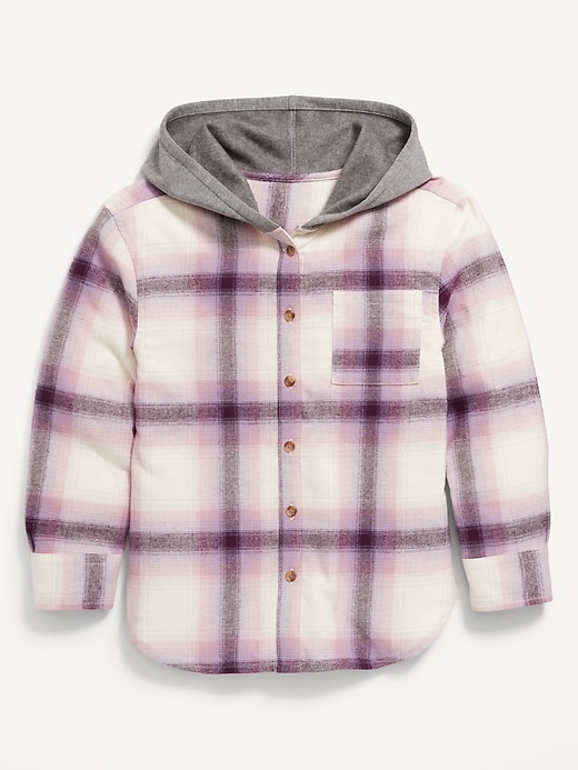View large product image 2 of 3. Long-Sleeve Hooded Flannel Shirt for Girls