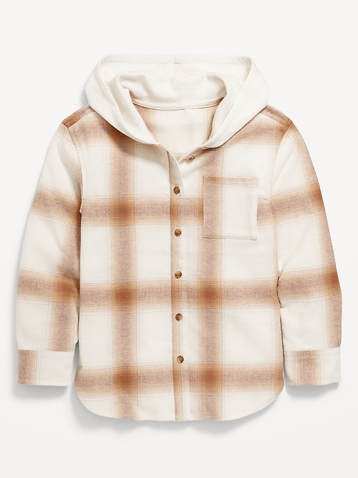 View large product image 2 of 3. Long-Sleeve Hooded Flannel Shirt for Girls