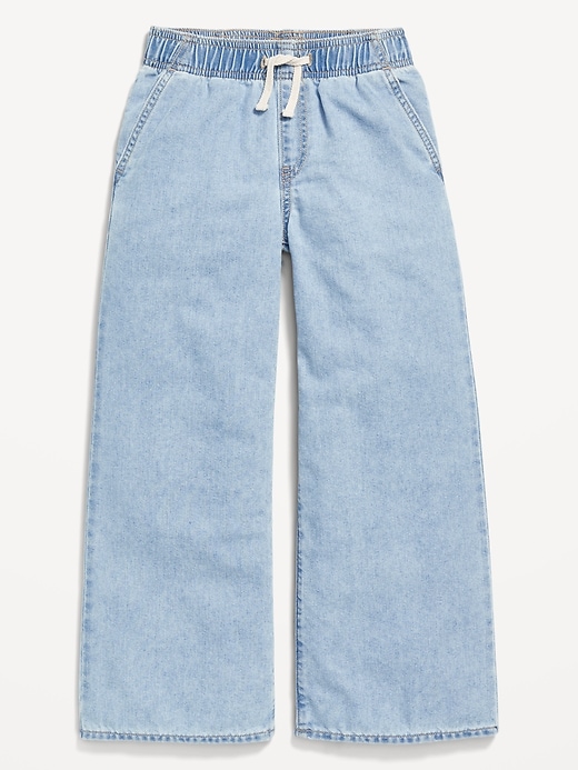 View large product image 1 of 1. High-Waisted Baggy Wide-Leg Pull-On Jeans for Girls