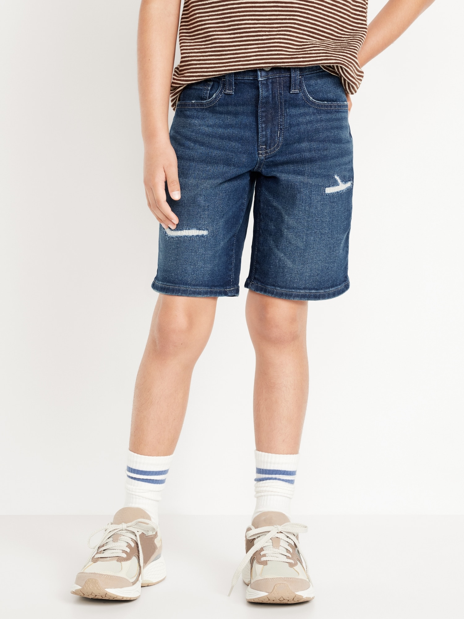 Above Knee 360° Stretch Ripped Jean Shorts for Boys Hot Deal