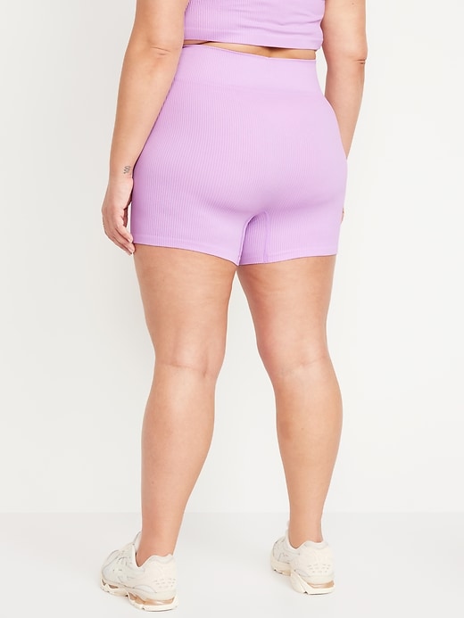 Image number 8 showing, Extra High-Waisted Seamless Ribbed Biker Shorts -- 4-inch inseam