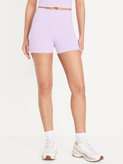 Image number 1 showing, High-Waisted PowerSoft Biker Shorts -- 4-inch inseam