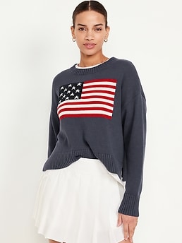 Crew-Neck Flag Sweater | Old Navy