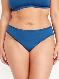 View large product image 7 of 8. High-Waisted Lace-Trim Bikini Underwear