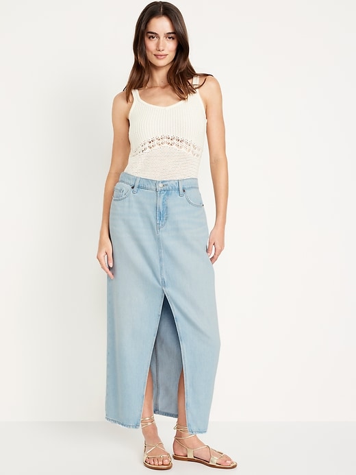 Image number 1 showing, Mid-Rise Jean Maxi Skirt