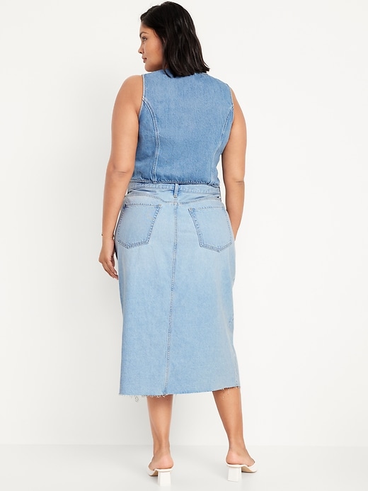 Image number 8 showing, High-Waisted Jean Midi Skirt