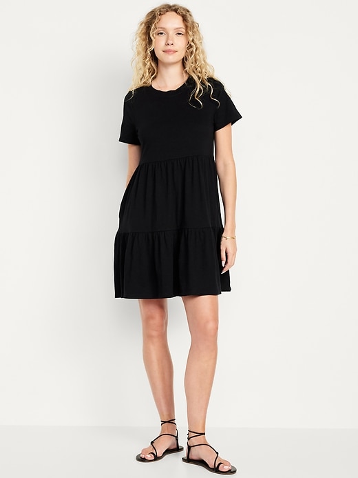 Image number 1 showing, Tiered Mini Swing Dress