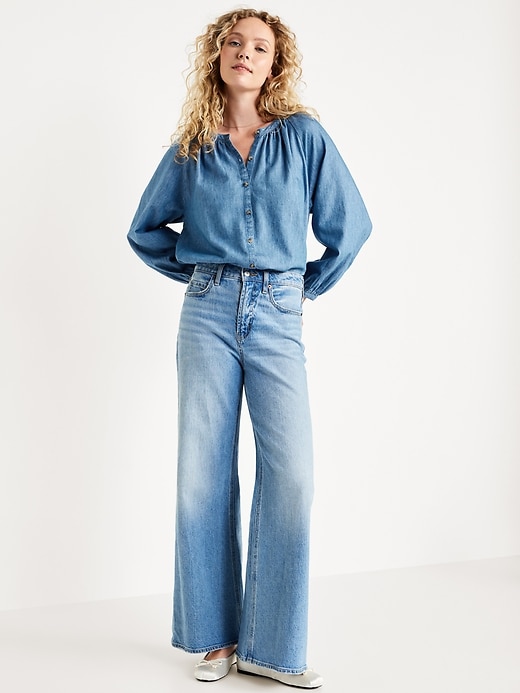 Image number 3 showing, Split-Neck Button-Down Top