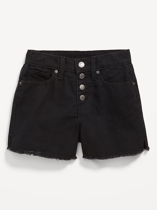 View large product image 1 of 1. High-Waisted Wow Frayed-Hem Jean Shorts for Girls