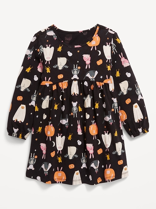 View large product image 1 of 1. Printed Jersey-Knit Long-Sleeve Dress for Toddler Girls