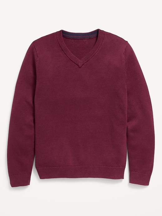 View large product image 1 of 2. Long-Sleeve Solid V-Neck Sweater for Boys