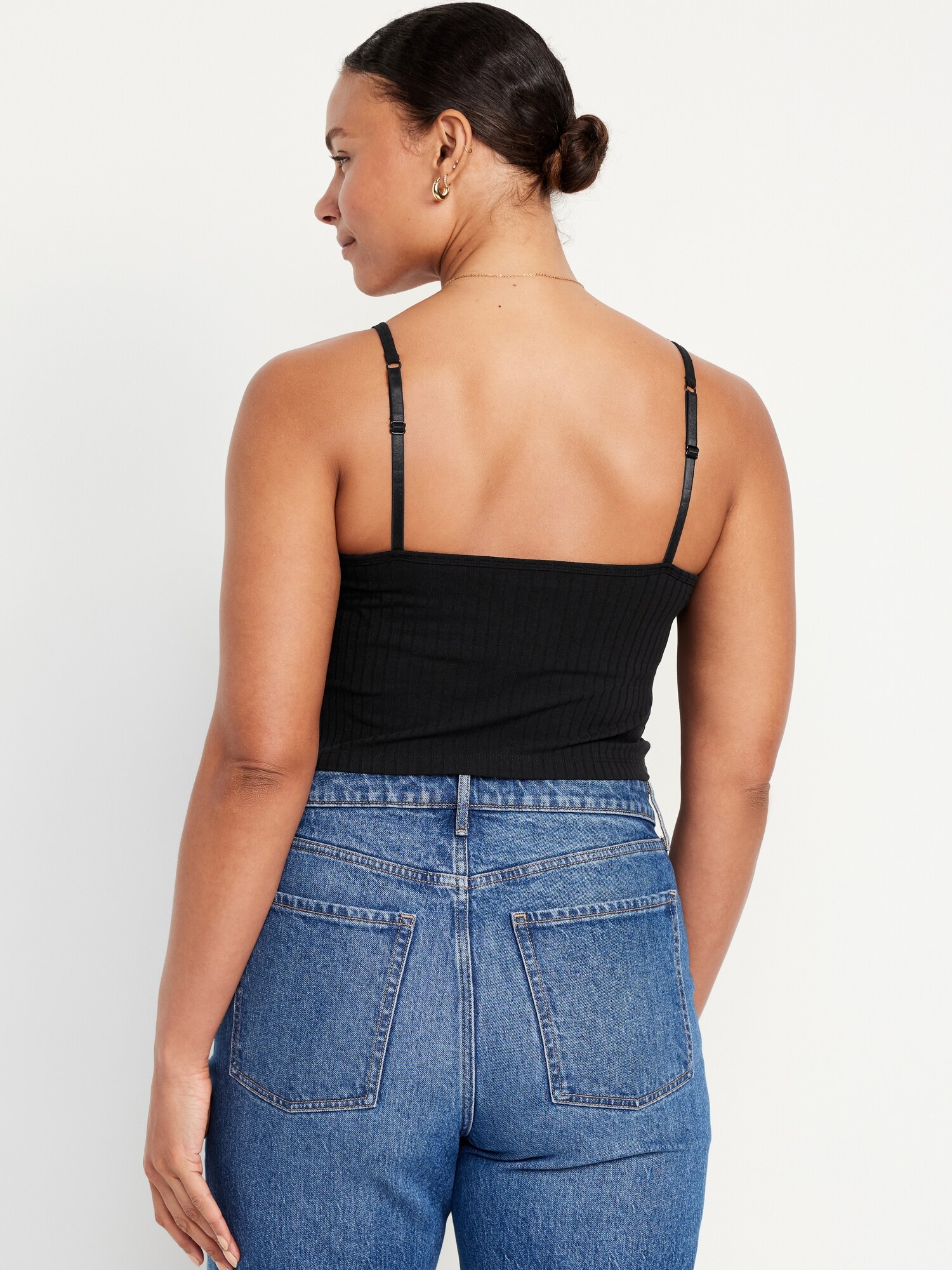 Женский топ Old Navy Fitted Ultra-Crop Ribbed Cami, цвет: Светлый чёрный меланжевый — фото 6
