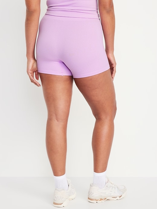 Image number 6 showing, Extra High-Waisted Seamless Ribbed Biker Shorts -- 4-inch inseam