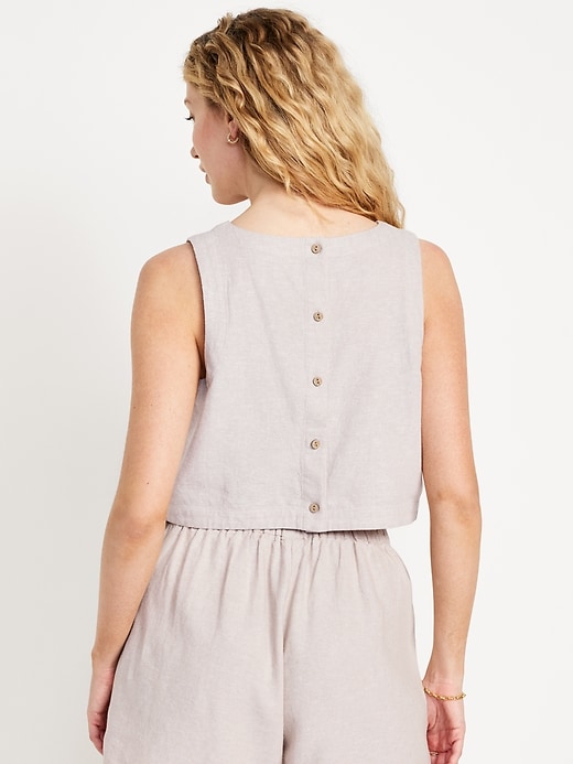 Image number 1 showing, Sleeveless Linen-Blend Top