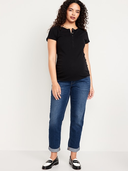 Image number 1 showing, Maternity Full-Panel Boyfriend Jeans