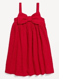 View large product image 3 of 3. Sleeveless Textured Bow-Tie Dress for Toddler Girls