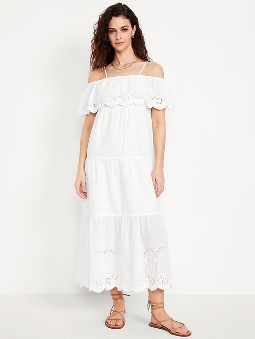 knee length dresses for ladies Watermelon Cold Shoulder Overlay Maxi Dress