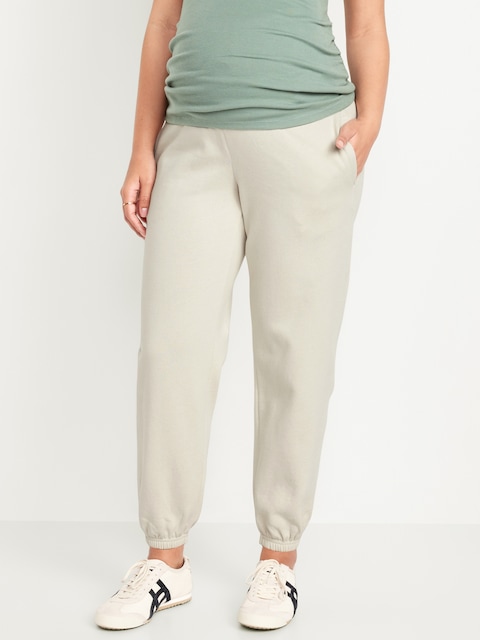 Maternity Rollover-Waist Jogger Sweatpants - Wish Bone