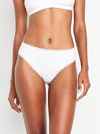 Image number 1 showing, High-Waisted Lace-Trim Bikini Underwear