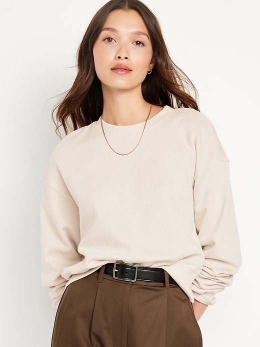 Image number 1 showing, Drop-Shoulder Crop Sweatshirt