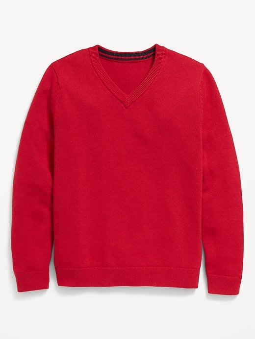 View large product image 2 of 3. School Uniform Solid V-Neck Sweater for Boys