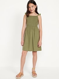 Image number 1 showing, Sleeveless Fit and Flare Smocked Dress for Girls