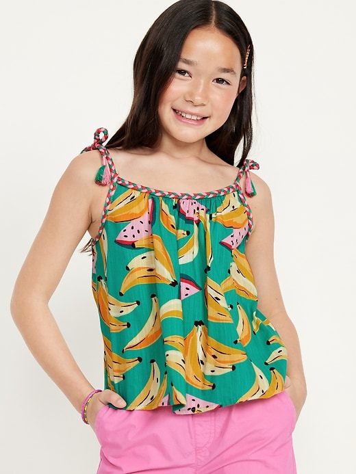 View large product image 1 of 4. Printed Sleeveless Braided Tank Top for Girls
