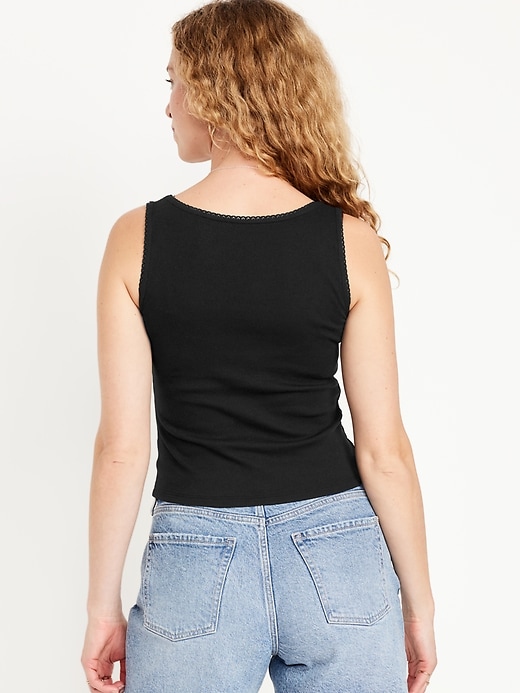 Image number 2 showing, Cinched Rib-Knit Crop Tank Top