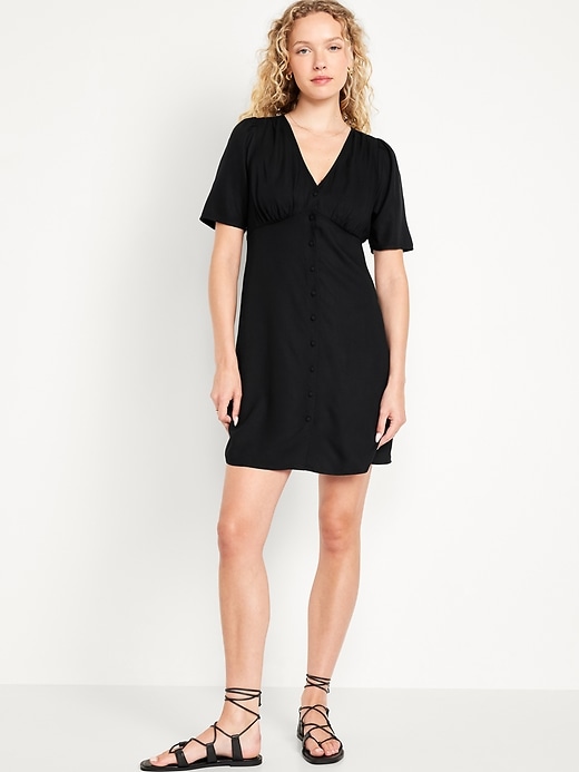 Image number 1 showing, Button-Down Crepe Mini Dress