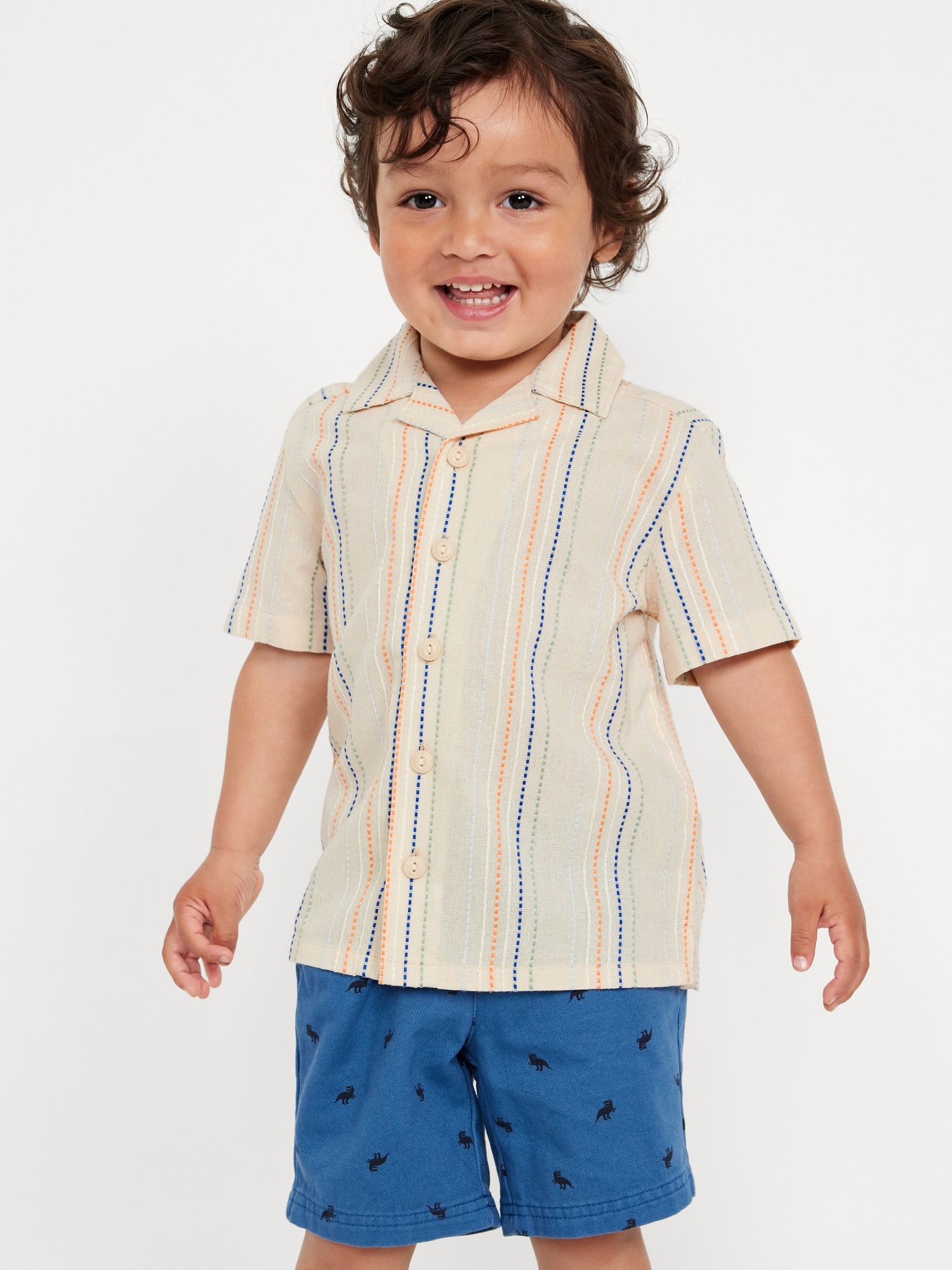 Textured Striped Dobby Shirt for Toddler Boys Hot Deal
