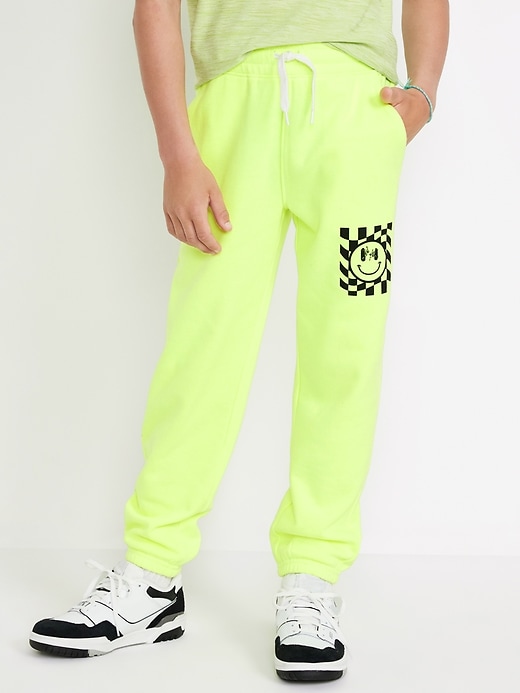 View large product image 1 of 5. Gender-Neutral Fleece Cinched Graphic Jogger Sweatpants for Kids