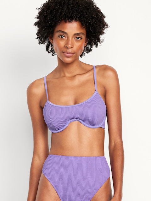 Ribbed Underwire Bikini Swim Top - Lavender