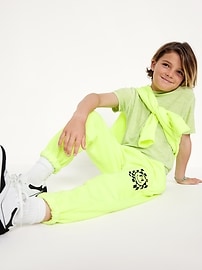 View large product image 3 of 5. Gender-Neutral Fleece Cinched Graphic Jogger Sweatpants for Kids